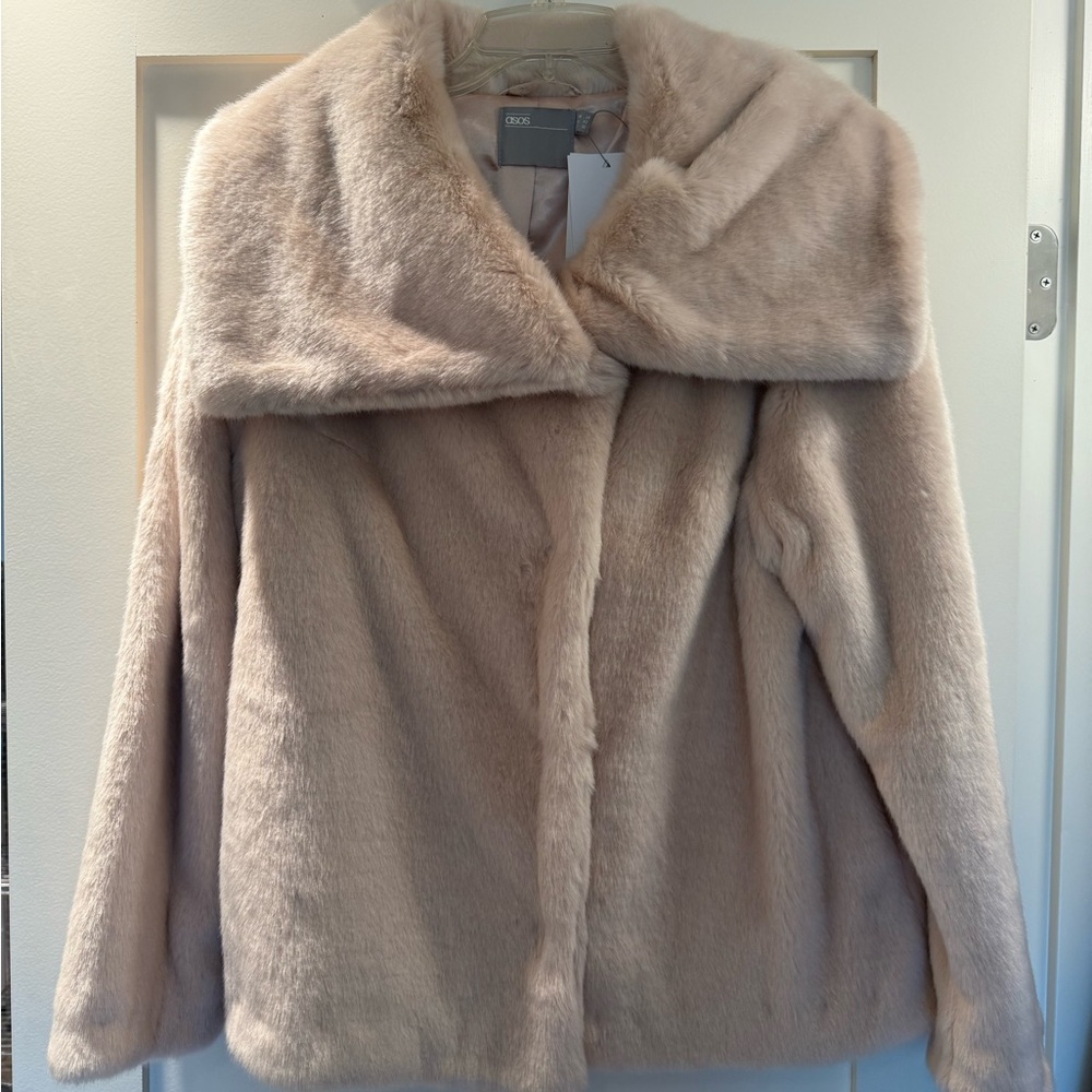 ASOS Cream Faux Fur Coat
